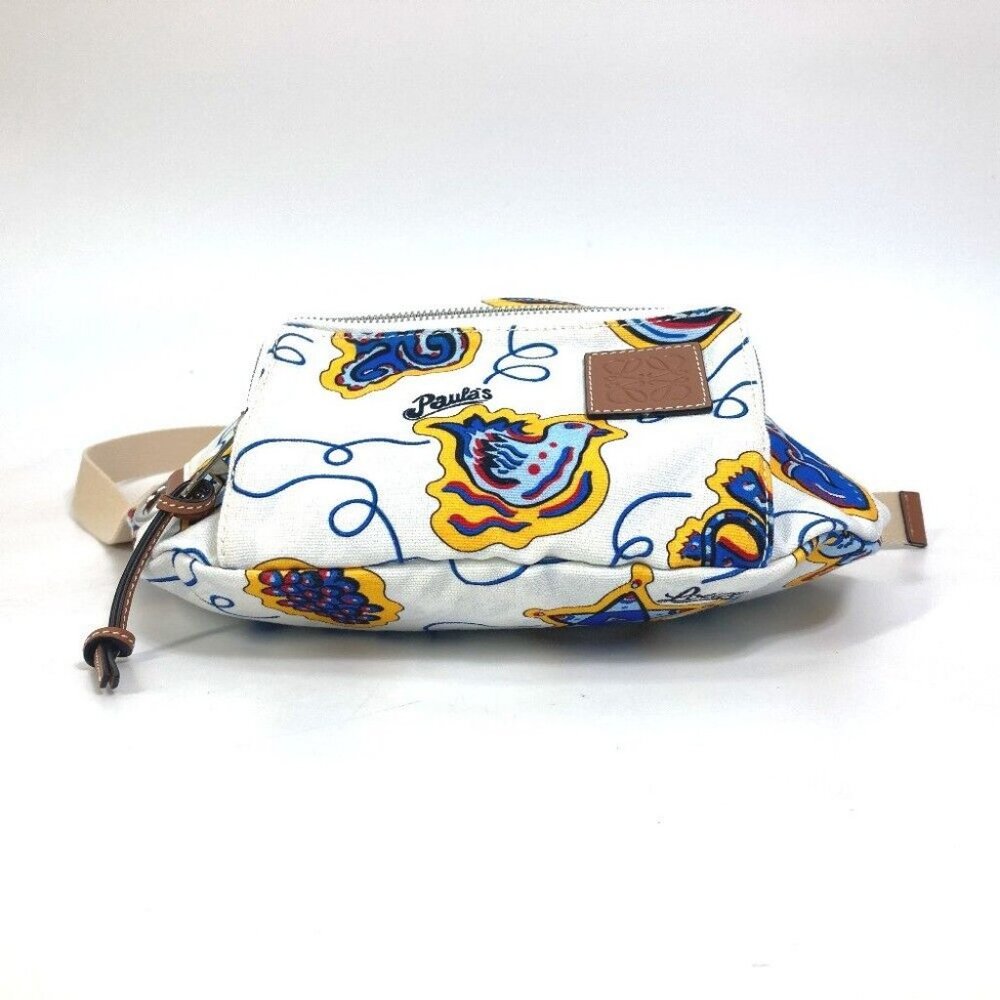 LOEWE anagram Waist Pouch Shoulder Bag PAULA'S IBIZA body bag White x Blue - Picture 6 of 16